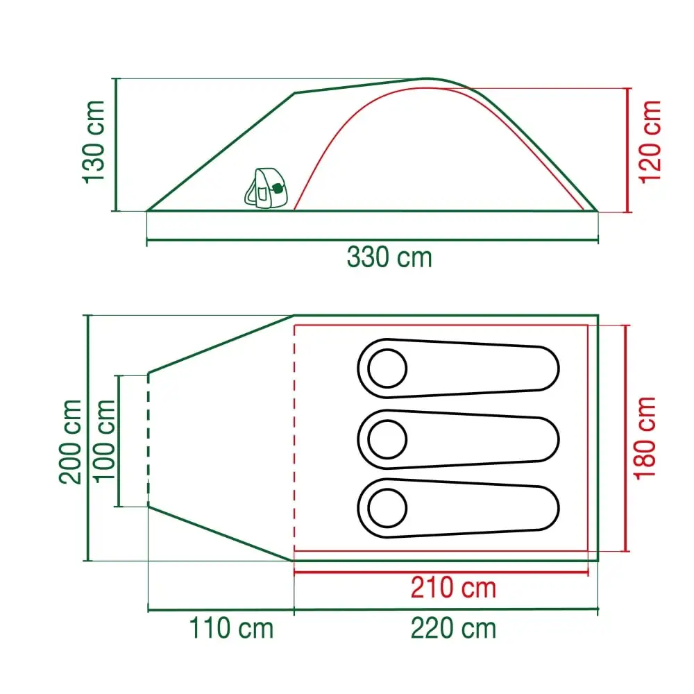 Coleman Darwin 3 Plus / 3 Persoons Tent - Groen 4 Coleman Darwin 3 Plus / 3 Persoons Tent - Groen - Afbeelding 2
