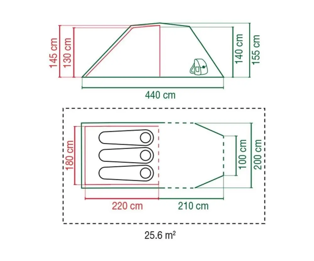 Coleman Chimney Rock 3 Plus / 3 Persoons Tunneltent - Groen 10 Coleman Chimney Rock 3 Plus / 3 Persoons Tunneltent - Groen - Afbeelding 8