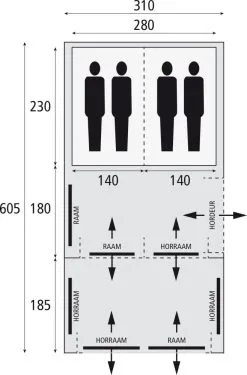 Bardani AirSpace 310 TC AIR - 4 Persoons Opblaastent Beige 5 Bardani AirSpace 310 TC AIR - 4 Persoons Opblaastent Beige -Exporteren Hengels Winkel 67783 bardani airspace 310 tc 4 persoons tent