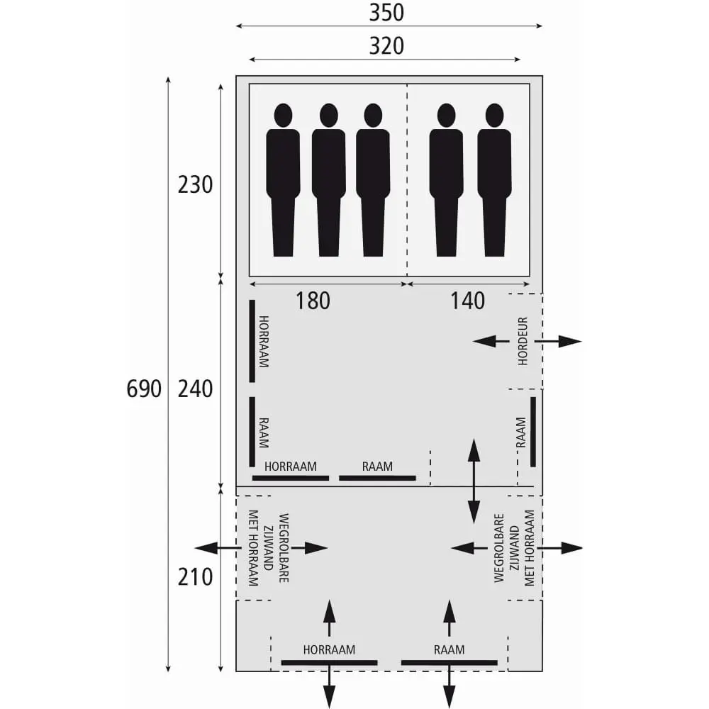 Bardani AirSpace 350 TC AIR - 5 Persoons Opblaastent 4 Bardani AirSpace 350 TC AIR - 5 Persoons Opblaastent - Afbeelding 2