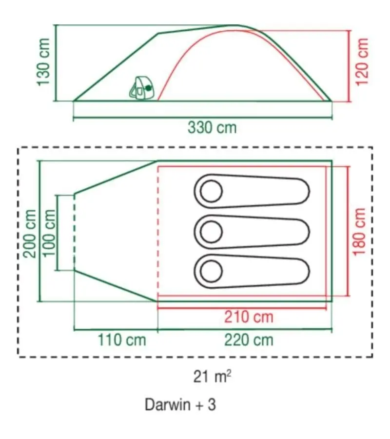 Coleman Darwin 3 Plus / 3 Persoons Tent Grijs 4 Coleman Darwin 3 Plus / 3 Persoons Tent Grijs - Afbeelding 2