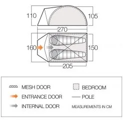 Vango Alpha 250 CLR / 2 Persoons Tent Blauw -Exporteren Hengels Winkel 96952 vango alpha 250 clr 2 persoons tent