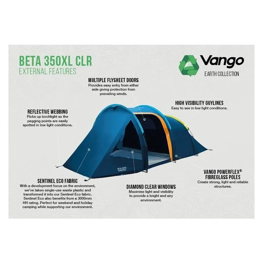 Vango Beta 350XL CLR / 3 Persoons Tent Blauw 5 Vango Beta 350XL CLR / 3 Persoons Tent Blauw - Afbeelding 3