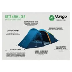 Vango Beta 450XL CLR / 4 Persoons Tent Blauw -Exporteren Hengels Winkel 96968 vango beta 450xl clr 4 persoons tent