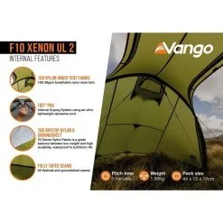 Vango F10 Xenon UL 2 / 2 Persoons Tent Groen -Exporteren Hengels Winkel 96975 vango f10 xenon ul 2 2 persoons tent