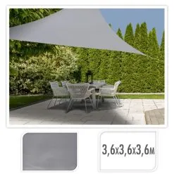 ML Schaduwdoek Driehoek 3,6 X 3,6 X 3,6 M Grijs