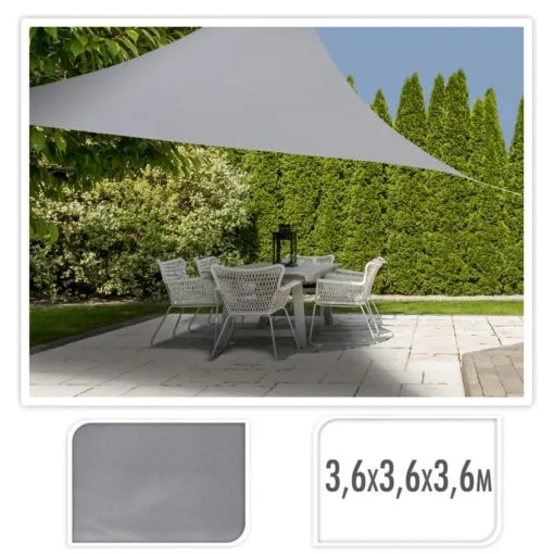 ML Schaduwdoek Driehoek 3,6 X 3,6 X 3,6 M Grijs -Exporteren Hengels Winkel 98508 ml schaduwdoek driehoek 36 x 36 x 36 m